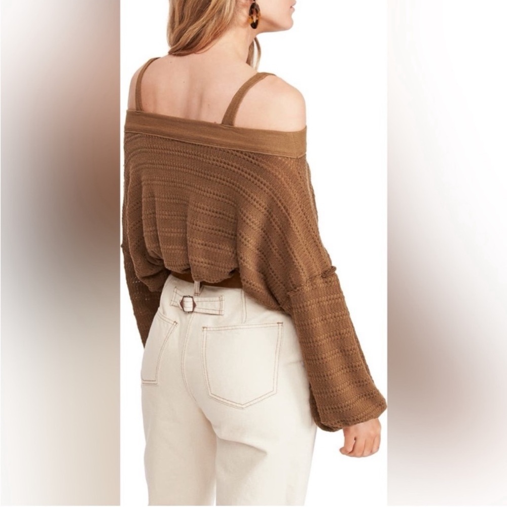 NWT Free People Sistine Hacci Knit Top in Moss Green - Picture 3 of 11